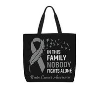 Bolsa De La Compra En Esta Familia Nadie Lucha Solo Cinta De Concientización Sobre El Cáncer Cerebral Bolso Tote Lona Con Asa Bolsos De Hombro, Para Niñas, Trabajo, Playa, Gimnasio
