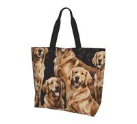 Bolsa De La Compra Golden Retrievers Estampados Bolso Tote De Lona Reutilizables Con Bolsillo Interior Bolsas Para Libros, Para Mujeres, Enfermería, Playa, Gimnasio