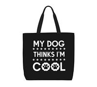 Bolsa De La Compra Mi Perro Piensa Que Soy Genial Bolso De Hombro De Lona De Gran Capacidad Con Bolsillo Interior Bolsos De Hombro, Para Viajes, Mujeres, Estudiantes, Playa
