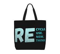 Bolsa De La Compra Reciclar Reutilizar Renovar Repensar Bolso Tote Lona Con Asa De Gran Capacidad Bolsas Para Libros, Para De Oficina, Niñas, Trabajo, Diario