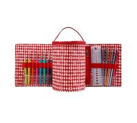 Bolsa de Labores de Punto Bolsa de almacenamiento portátil para hilos, agujas ganchillo, accesorios y lanas, ideal para viaje tejido(Red)