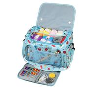 Bolsa de Labores de Punto Bolsa de tejer, organizador hilo con divisor interior for ganchos ganchillo lana, juego costura agujas, bolsa almacenamiento DIY(Green)