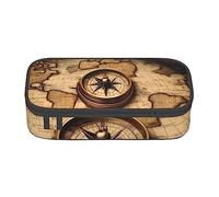 Bolsa de lápices con diseño de colibríes de flores, gran capacidad, compartimento duradero, papelería, estuche para lápices, Brújula y mapas del viejo mundo, Talla única, Funda para llave