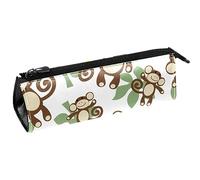 Bolsa de lápices con diseño de mono feliz y plátano, bolsa de papelería, bolsa de cosméticos, bolsa compacta con cremallera, multicolor, 5.5 ×6 ×20CM/2.2x2.4x7.9 in, Organizador de bolsas
