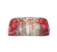 Bolsa de lápices con estampado de corazón rojo de amor, cuero elegante para bolsa de lápices, color, 5.0cm*10.5cm*20.5cm, Estuche para lápices