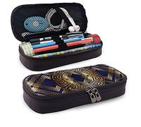 Bolsa de lápices con patrón geométrico de vector con oro d vintage griego clave estuche de papelería bolsa con cremallera para bolígrafos/lápices resaltadores/bolígrafo de gel/marcadores/borrador y