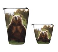 Bolsa De Lápices Hola Oso, Siéntate En El Césped Retráctil Portalápices De Bolsa De Gran Capacidad Con Cremallera Estuche Para Bolígrafo, Para Oficina, Adolescentes, Cosmético