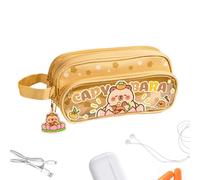 Bolsa de lápiz de animales de animales de dibujos animados de lápiz estética con cremallera, lindo estuche para niñas y niños | Organizador de papelería con sujetos para borrador, tijeras, notas adhes