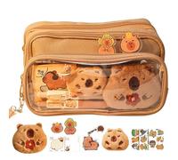 Bolsa de lápiz de Capybara - Linda Estuche de lápiz de Plumas de Capybara con 10 Compartimentos, Estuche de lápiz de múltiples Capas con una Gran Capacidad Muy Abierta, diseño Lindo