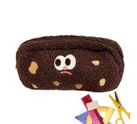 Bolsa de lápiz para galletas, bolsa de lápiz suave, gran capacidad, funda para lápices, markers, pequeños portátiles, estudiantes, 8,27 x 5,12 pulgadas, marrón oscuro, Se référer au descriptif,
