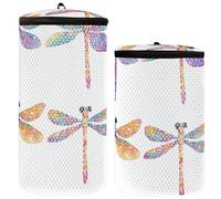 Bolsa de lavado de zapatos blanca con diseño de libélula para zapatos, bolsa de lavado para tenis, 2 unidades, bolsa de malla para lavar zapatos, bolsa de limpieza para lavadora, Linda libélula