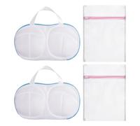 Bolsa de lavandería de 4 piezas, bolsa de lavandería para sujetador, bolsa de lavado antideformación, bolsa de malla de lavado con cremallera, adecuada para ropa interior y calcetines