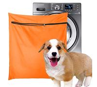 Bolsa de lavandería para mascotas, filtros azules, bolsa de lavado para ropa de mascotas para lavadora con cremallera YKK para ropa de cama de mascotas, mantas, toallas (Jumbo, naranja)