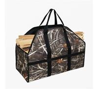 Bolsa de leña para chimenea y estufa de leña, fabricada con tela Oxford con diseño cerrado y asas de agarre cómodas (color caña)