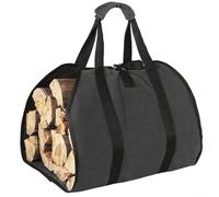 Bolsa de leña resistente, grande de lona para exteriores, con asas, almacenamiento resistente a la intemperie para camping, jardín, chimenea, saco de transporte de madera portátil, 99 x 48 cm (negro)