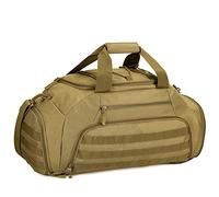 Bolsa de lona 45L Mochila táctica deportiva gimnasio MOLLE Maleta de equipaje Bolsa de viaje para hombres y mujeres, camping al aire libre, senderismo, ciclismo, escalada, marrón, Bolsa de viaje