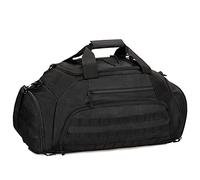 Bolsa de lona 45L Mochila táctica deportiva gimnasio MOLLE Maleta de equipaje Bolsa de viaje para hombres y mujeres, camping al aire libre, senderismo, ciclismo, escalada, Black, Bolsa de viaje