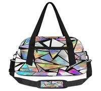 Bolsa de lona abstracta geométrica para niños, niñas, adolescentes, triángulo, arcoíris, patrón geométrico, bolsa deportiva para gimnasio, viajes, gimnasia, baile, ballet, multicolor