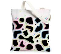 Bolsa de lona abstracta para mujer, formas modernas y contemporáneas, líneas, ninguna, negra, lavable, reutilizable, bolsa de comestibles, ideas para familiares, amigos, colegas, lectura, amor, 13 x