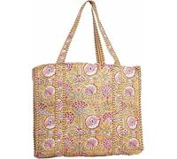 Bolsa de Lona Acolchada de Algodón, Hermoso Estampado, Bolsa de Compras de Mercado, Bolsa de Playa, Bolsa de Hombro, Diseño 10, Height:-15" inch