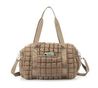 Bolsa de lona acolchada para mujer, bolsa de viaje grande con compartimento para zapatos, bolsa de gimnasio suave y acolchada para avión, Caqui