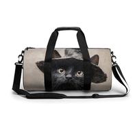 Bolsa de lona cilíndrica con sombrero de bruja de gato negro, vintage, para Halloween, viajes, gimnasio, para mujeres y hombres, bolsa de deporte con correa para el hombro