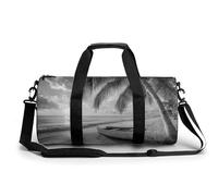 Bolsa de lona cilíndrica para playa, barco, palmeras, puesta de sol, viajes, gimnasio, para mujeres y hombres, bolsa de deporte con correa para el hombro