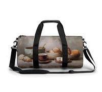 Bolsa de lona cilíndrica rústica para mesa de cocina, taza de café, pan, viajes, gimnasio, para mujeres y hombres, bolsa de deporte con correa para el hombro