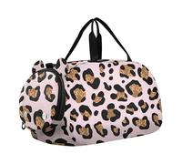 Bolsa de lona clásica para niños, diseño a cuadros, color rojo y negro, con correa para el hombro, Leopard Spots Black Tan Soft Pink 1, Classic