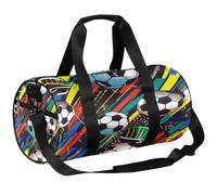 Bolsa de lona colorida para deportes de fútbol, gimnasio, entrenamiento, ligera, para fin de semana, viajes, para hombres y mujeres (balones de fútbol), Fútbol colorido, 17.6(L) x 9(W) x 9(H) inch