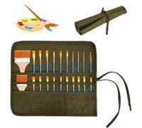 Bolsa De Lona Con 22 Ranuras Para Pinceles De Pintura - Estuche Enrollable Para Lápices De Arte, Acuarela, Óleo y Maquillaje (Verde)