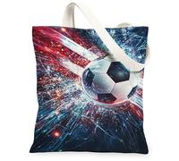 Bolsa de lona con balón de fútbol para mujer, deportiva, dinámica, explosiones, estrellas, deporte, azul, lavable, reutilizable, bolsa de comestibles, ideas para O, Azul, 13x15 Inch