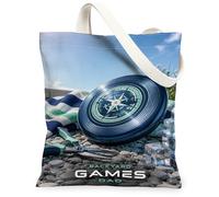 Bolsa de lona con brújula para mujer, tijeras casuales de verano, color azul, lavable, reutilizable, estética, para compras, brunch, parque, biblioteca, excursiones, 13 x 15 pulgadas