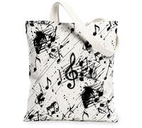 Bolsa de lona con clave de sol para mujer, con notas musicales abstractas artísticas, no salpican, color negro, lavable, reutilizable, ideas para compras, viajes, oficina, biblioteca, casual, 13 x 15