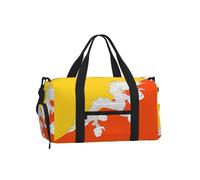 Bolsa de lona con compartimento para zapatos, para gimnasio, fin de semana, para hombres y mujeres, impermeable, con bolsillo húmedo para zapatos sucios, diseño de bandera del Reino de Bután