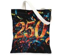 Bolsa de lona con confeti para mujer, celebración, fuegos artificiales, números, celebración, dorado, lavable, reutilizable, ideas para viajes, trabajo, compras, librería, 13 x 15 pulgadas