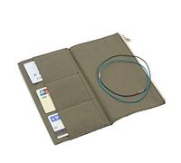 Bolsa de lona con cremallera para cuaderno de viajeros, paquete de bolsillo con 2 bandas elásticas, accesorios TN, bolsa de almacenamiento para tarjetas de papel, Olive, talla estándar, moderno