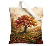 Bolsa de lona con diseño de árbol, hojas rústicas, hierba, otoño, naranja, mercado, bolsas de 13 x 15 pulgadas, Naranja, 13x15 Inch