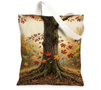 Bolsa de lona con diseño de árbol, hojas rústicas y raíces, color marrón, 13 x 15 pulgadas, Marrón, 13x15 Inch
