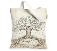 Bolsa de lona con diseño de árbol, rústico inspirado en la naturaleza, raíces ramas, Acción de Gracias, color beige, bolsas de mano de 13 x 15 pulgadas, Beige, 13x15 Inch