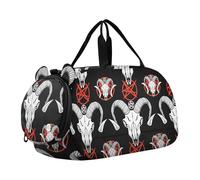 Bolsa de lona con diseño de ballenas azules y acuarelas, espacio nocturno, para niñas, bolsa de viaje para fin de semana, bolsa de lona deportiva para niños, White Ram Skulls Black, Classic
