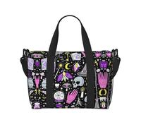 Bolsa de lona con diseño de brujería mágica, se puede llevar cruzada o al hombro, adecuada para viajes y camping.