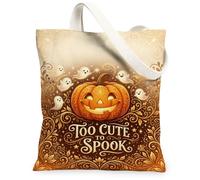 Bolsa de lona con diseño de calabazas, fantasmas festivos, espirales, Halloween, naranja, bolsa de comestibles, 33 x 38 cm, Naranja, 13x15 Inch