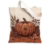 Bolsa de lona con diseño de calabazas, rústica, bohemia, piñas de trigo, otoño, naranja, bolsa de 13 x 15 pulgadas, Naranja, 13x15 Inch