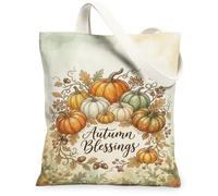 Bolsa de lona con diseño de calabazas, rústica y encantadora hoja de bellota, color naranja, bolsa estética, 13 x 15 pulgadas, Naranja, 13x15 Inch