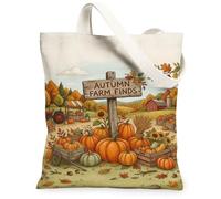Bolsa de lona con diseño de calabazas, rústico y encantador letrero de girasol, color naranja, bolsa pequeña de 13 x 15 pulgadas, Naranja, 13x15 Inch