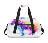Bolsa de lona con diseño de cebra arcoíris para mujeres, hombres, niños y niñas, bolsa de viaje para fin de semana, bolsa de viaje de 24 L, bolsa de deporte para gimnasio, bolsa de práctica, color, 24