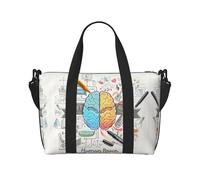 Bolsa de lona con diseño de cerebro humano, se puede llevar cruzada o al hombro, adecuada para viajes y camping.