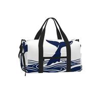 Bolsa de lona con diseño de cola de ballena con compartimento para zapatos, para gimnasio, fin de semana para hombres y mujeres, bolsa de viaje impermeable con bolsillo húmedo para zapatos sucios