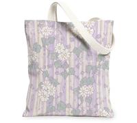 Bolsa de lona con diseño de crisantemo para mujer, diseño floral de hiedra, primavera, lavanda, lavable, reutilizable, para uso diario, Lavanda, 13x15 Inch